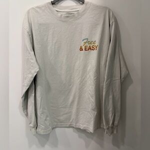 PACSUM Free & Easy Classic 
Long Sleeve T-Shirt Off White Pure Cotton Crew Neck